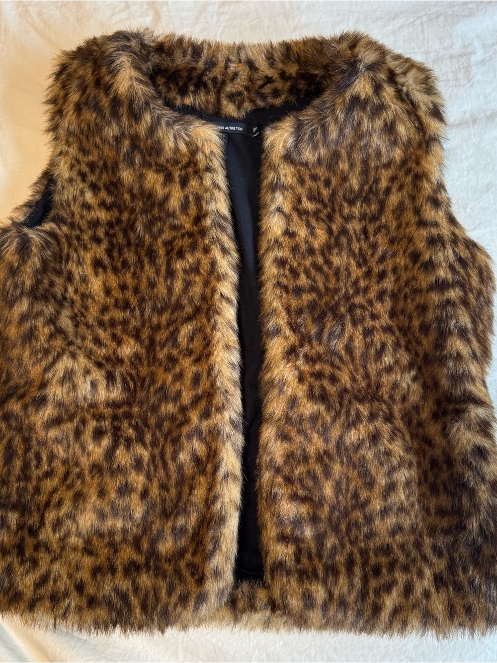 Leopard Print Faux Fur Vest in Brown